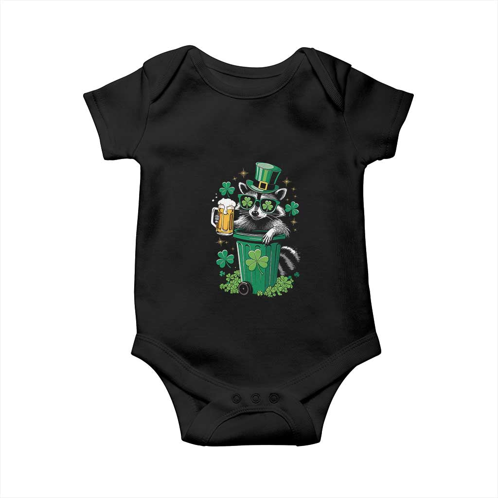 Funny St.Patrick's Day Raccoon Baby Onesie Patrick Drinking Irish