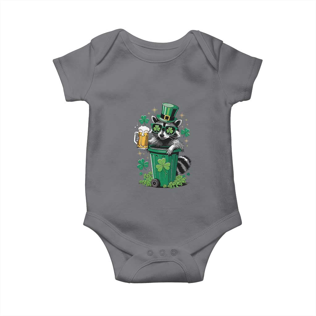 Funny St.Patrick's Day Raccoon Baby Onesie Patrick Drinking Irish