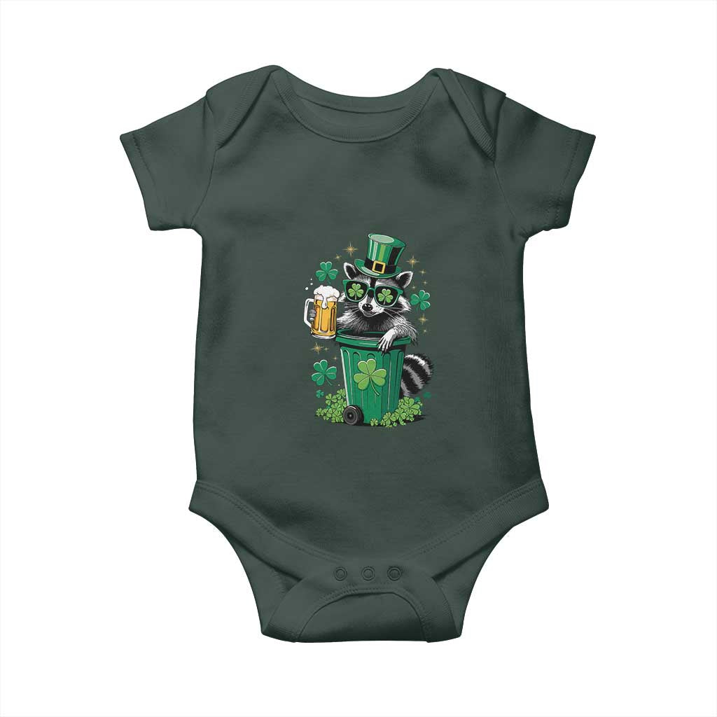 Funny St.Patrick's Day Raccoon Baby Onesie Patrick Drinking Irish
