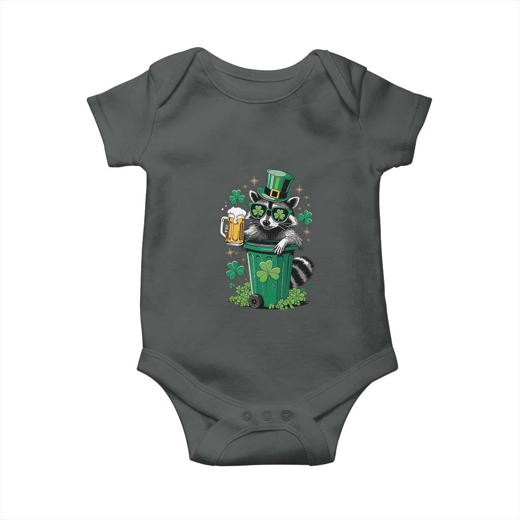 Funny St.Patrick's Day Raccoon Baby Onesie Patrick Drinking Irish