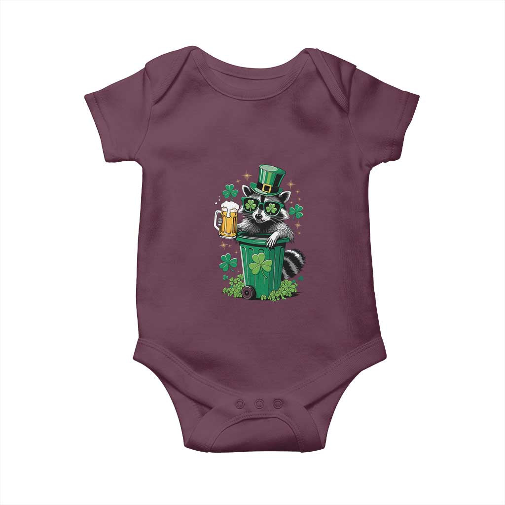 Funny St.Patrick's Day Raccoon Baby Onesie Patrick Drinking Irish