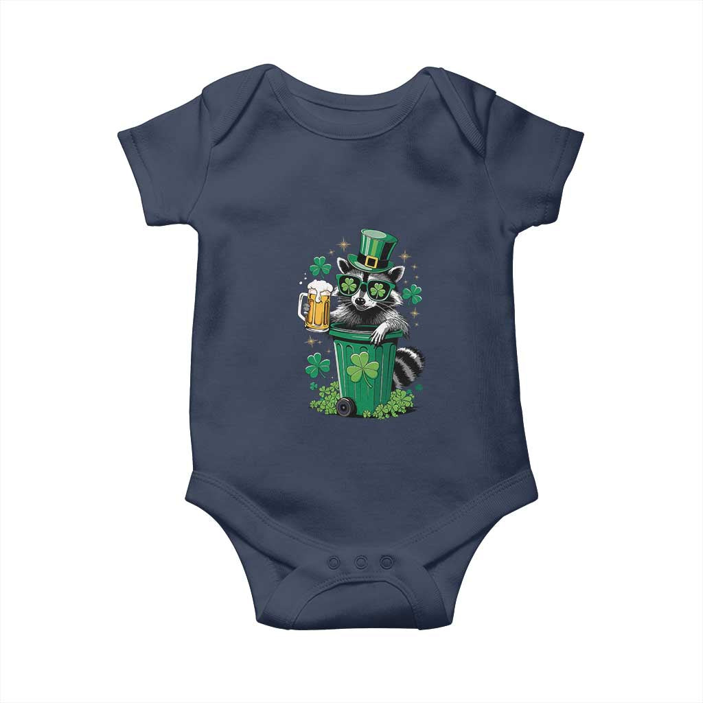 Funny St.Patrick's Day Raccoon Baby Onesie Patrick Drinking Irish