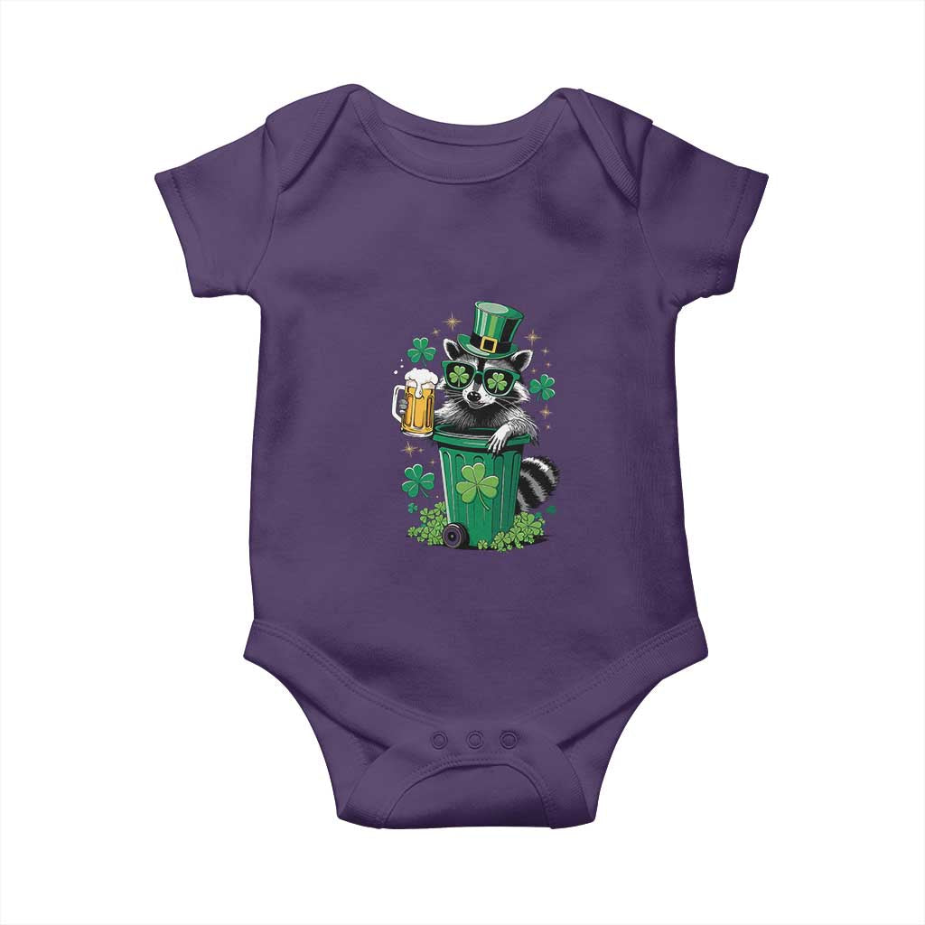 Funny St.Patrick's Day Raccoon Baby Onesie Patrick Drinking Irish