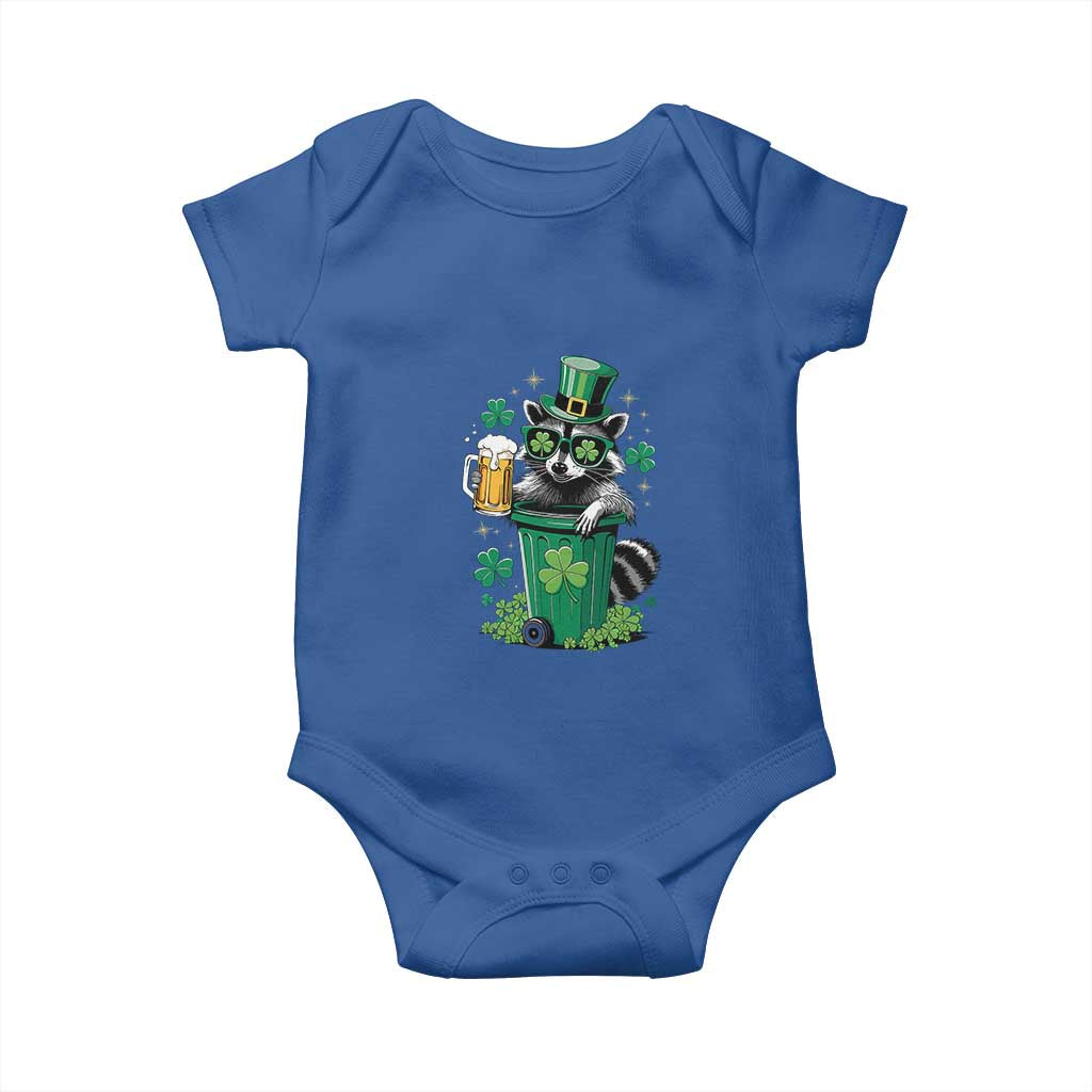 Funny St.Patrick's Day Raccoon Baby Onesie Patrick Drinking Irish