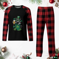 Funny St.Patrick's Day Raccoon Plaid Pajama Set Patrick Drinking Irish - Wonder Print Shop