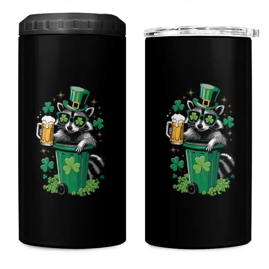 Funny St.Patrick's Day Raccoon 4 in 1 Can Cooler Tumbler Patrick Drinking Irish