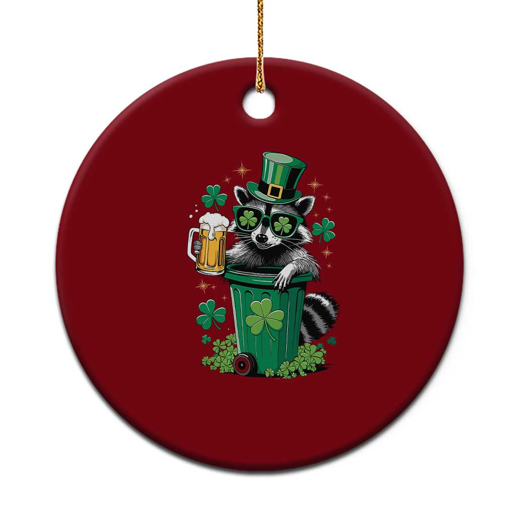 Funny St.Patrick's Day Raccoon Ceramic Ornament Patrick Drinking Irish - Wonder Print Shop