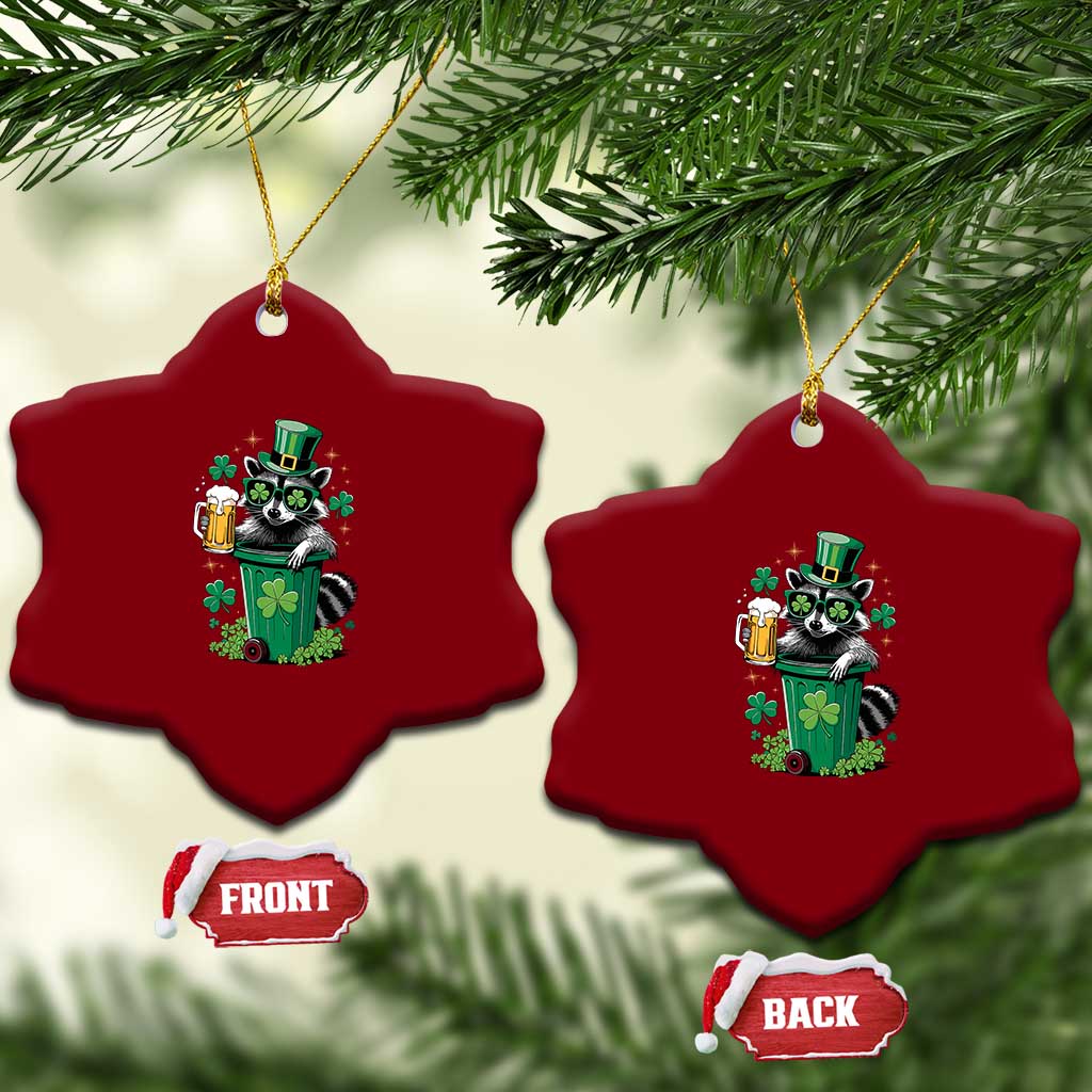 Funny St.Patrick's Day Raccoon Ceramic Ornament Patrick Drinking Irish - Wonder Print Shop