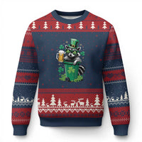 Funny St.Patrick's Day Raccoon Ugly Christmas Sweater Patrick Drinking Irish - Wonder Print Shop