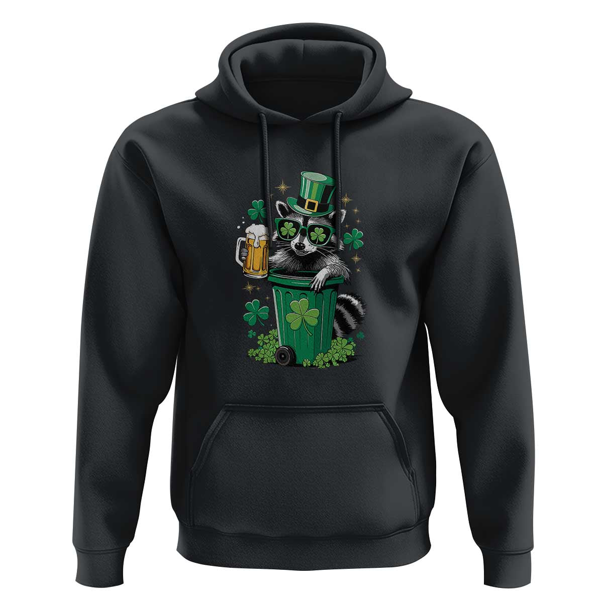 Funny St.Patrick's Day Raccoon Hoodie Patrick Drinking Irish