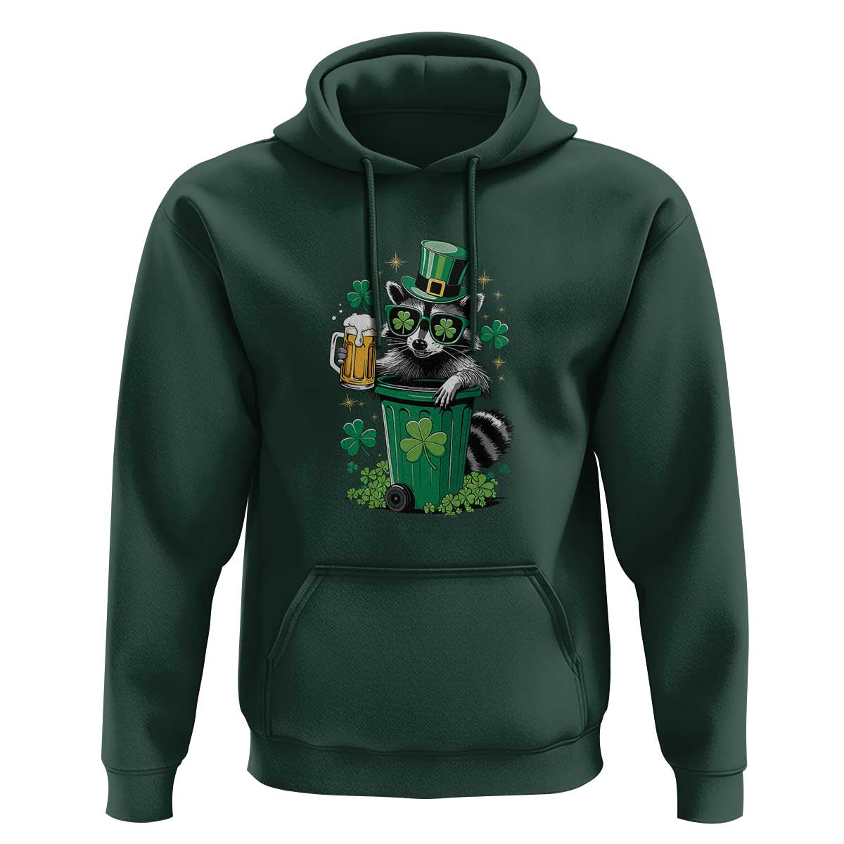 Funny St.Patrick's Day Raccoon Hoodie Patrick Drinking Irish