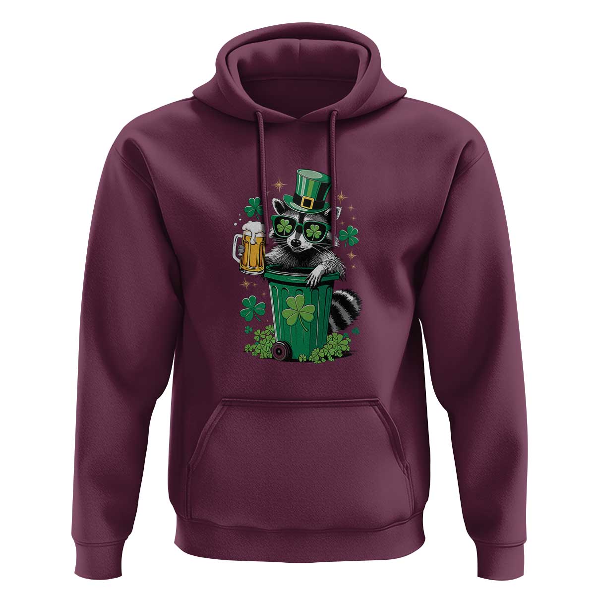 Funny St.Patrick's Day Raccoon Hoodie Patrick Drinking Irish