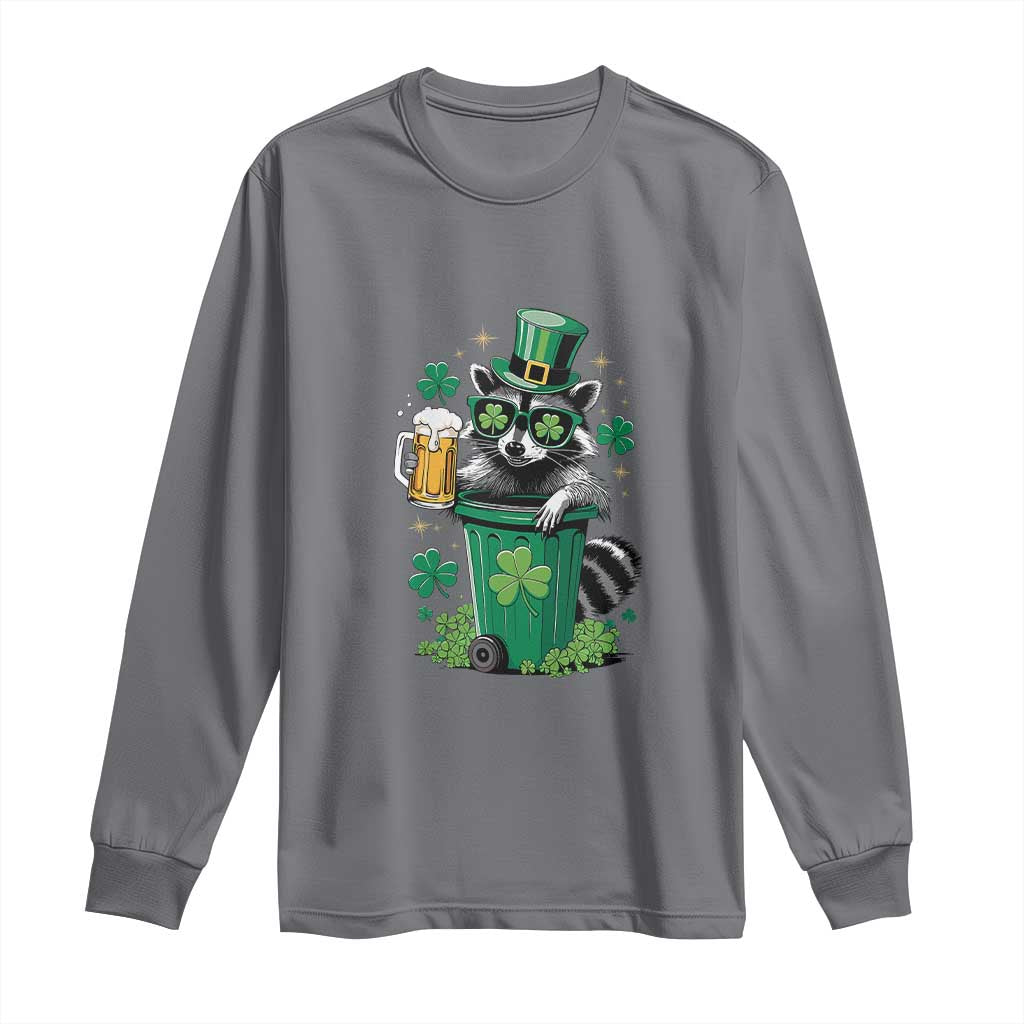 Funny St.Patrick's Day Raccoon Long Sleeve Shirt Patrick Drinking Irish