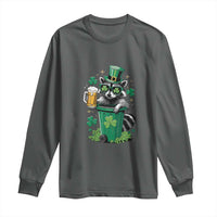 Funny St.Patrick's Day Raccoon Long Sleeve Shirt Patrick Drinking Irish