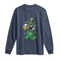 Funny St.Patrick's Day Raccoon Long Sleeve Shirt Patrick Drinking Irish