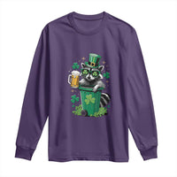 Funny St.Patrick's Day Raccoon Long Sleeve Shirt Patrick Drinking Irish
