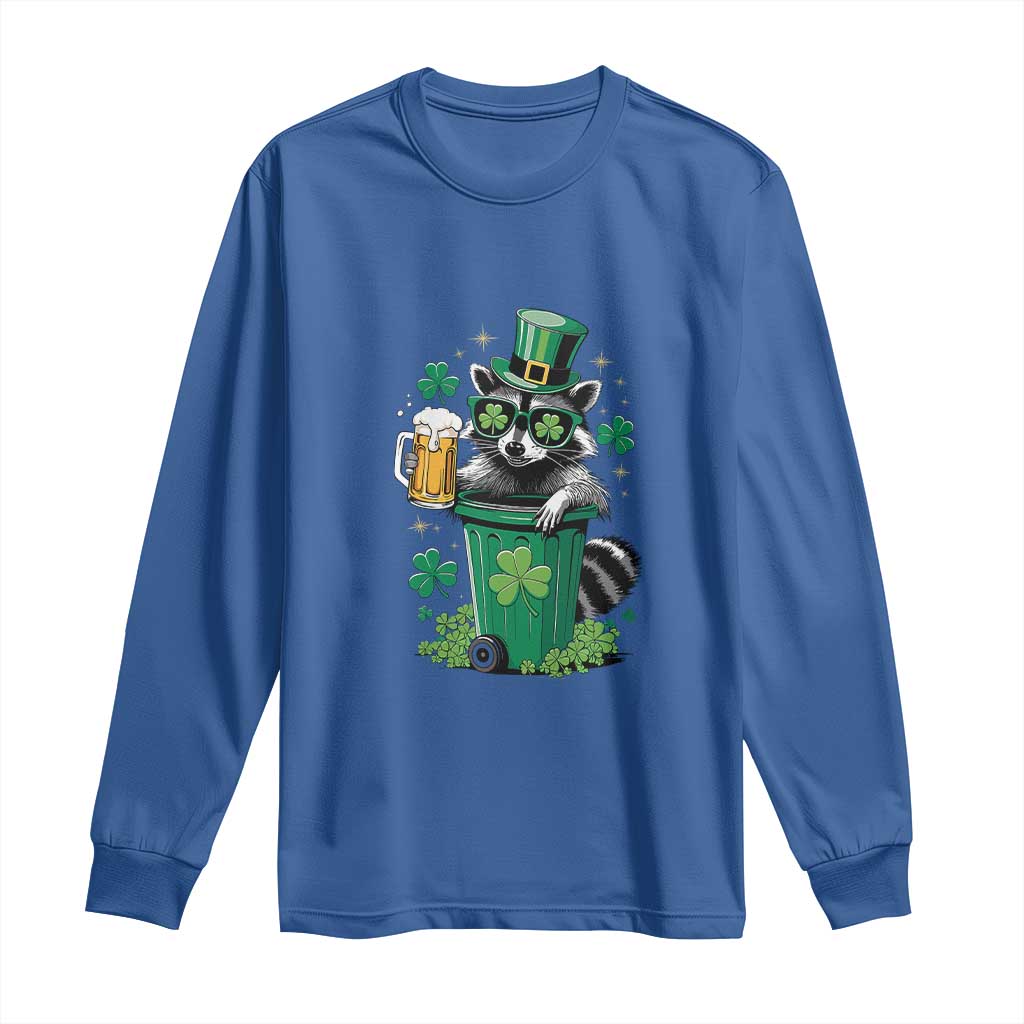 Funny St.Patrick's Day Raccoon Long Sleeve Shirt Patrick Drinking Irish