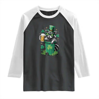 Funny St.Patrick's Day Raccoon Raglan Shirt Patrick Drinking Irish