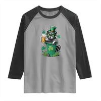 Funny St.Patrick's Day Raccoon Raglan Shirt Patrick Drinking Irish