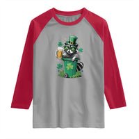 Funny St.Patrick's Day Raccoon Raglan Shirt Patrick Drinking Irish