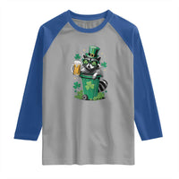 Funny St.Patrick's Day Raccoon Raglan Shirt Patrick Drinking Irish