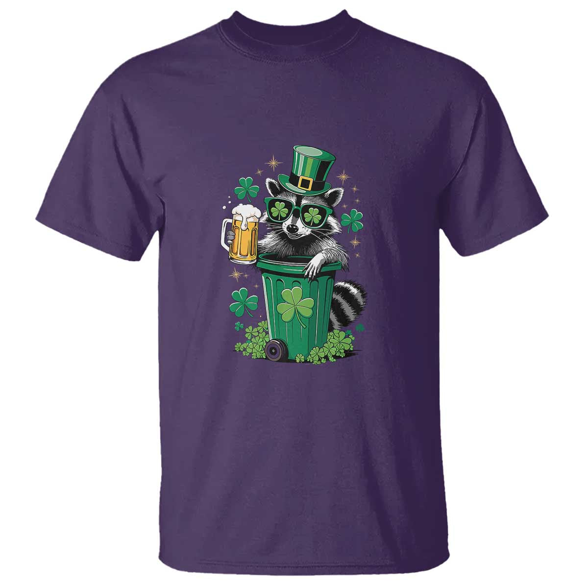 Funny St.Patrick's Day Raccoon T Shirt Patrick Drinking Irish