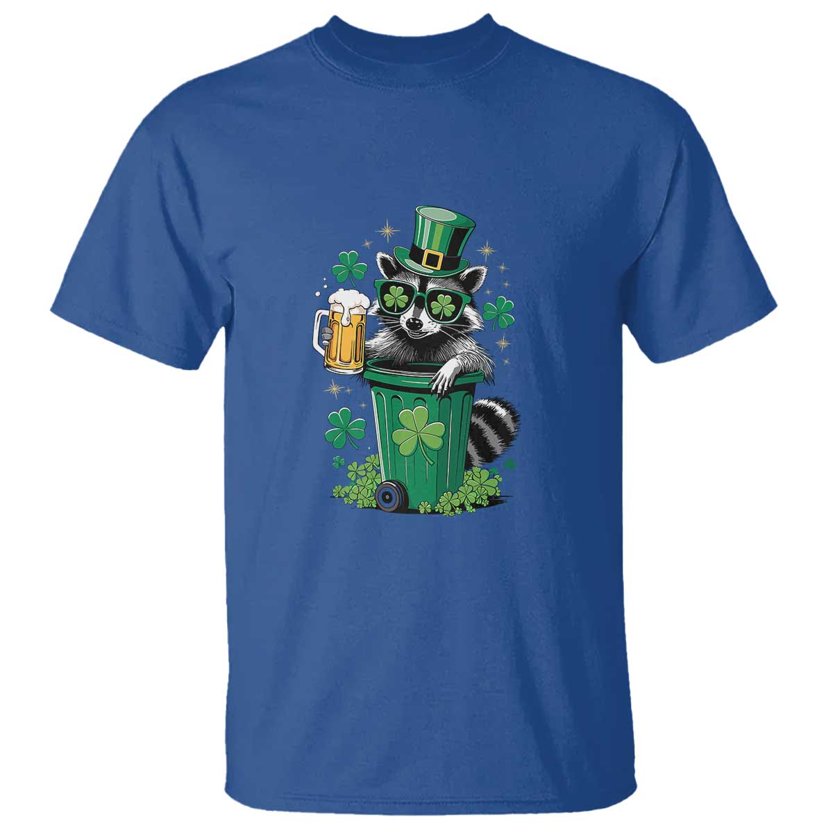 Funny St.Patrick's Day Raccoon T Shirt Patrick Drinking Irish