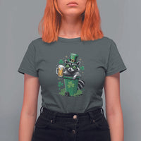 Funny St.Patrick's Day Raccoon T Shirt For Women Patrick Drinking Irish