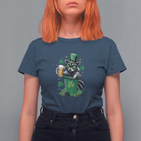 Funny St.Patrick's Day Raccoon T Shirt For Women Patrick Drinking Irish