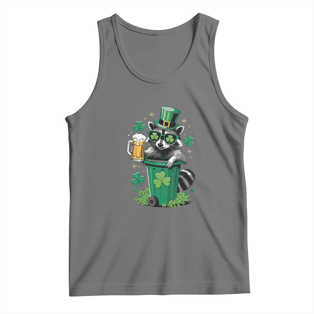 Funny St.Patrick's Day Raccoon Tank Top Patrick Drinking Irish