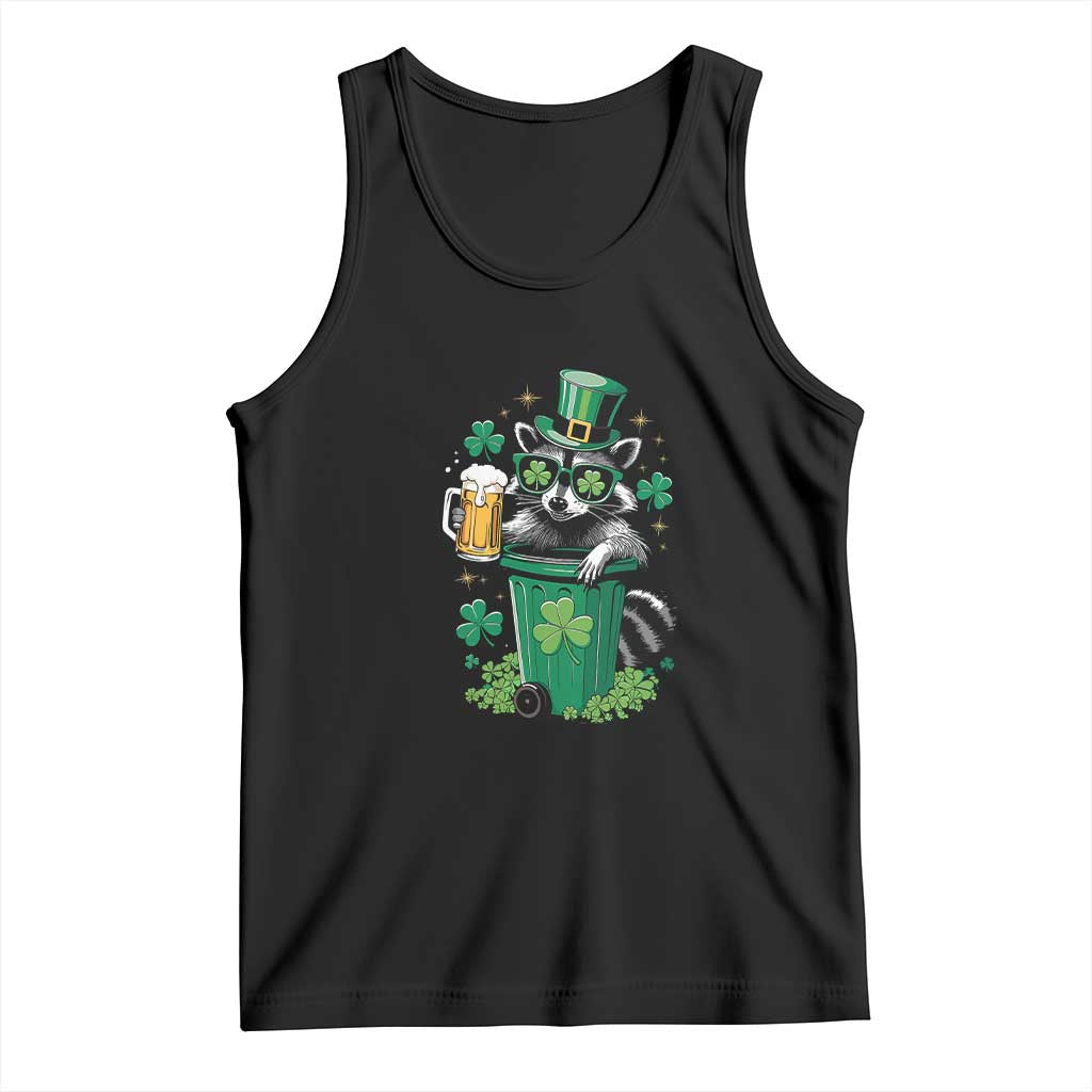 Funny St.Patrick's Day Raccoon Tank Top Patrick Drinking Irish