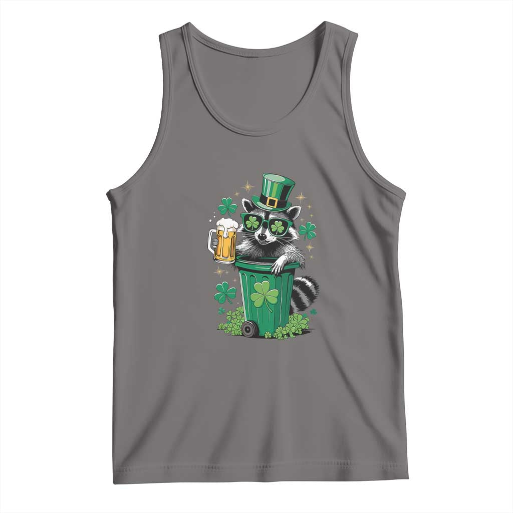 Funny St.Patrick's Day Raccoon Tank Top Patrick Drinking Irish