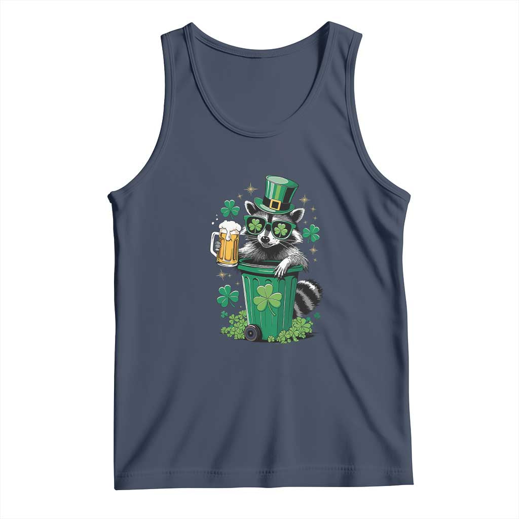 Funny St.Patrick's Day Raccoon Tank Top Patrick Drinking Irish