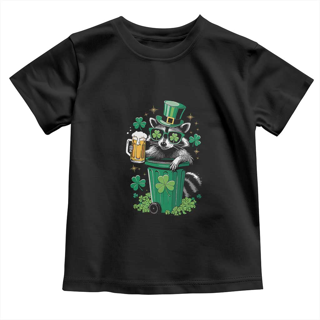 Funny St.Patrick's Day Raccoon Toddler T Shirt Patrick Drinking Irish