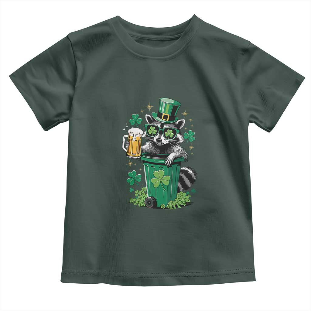 Funny St.Patrick's Day Raccoon Toddler T Shirt Patrick Drinking Irish