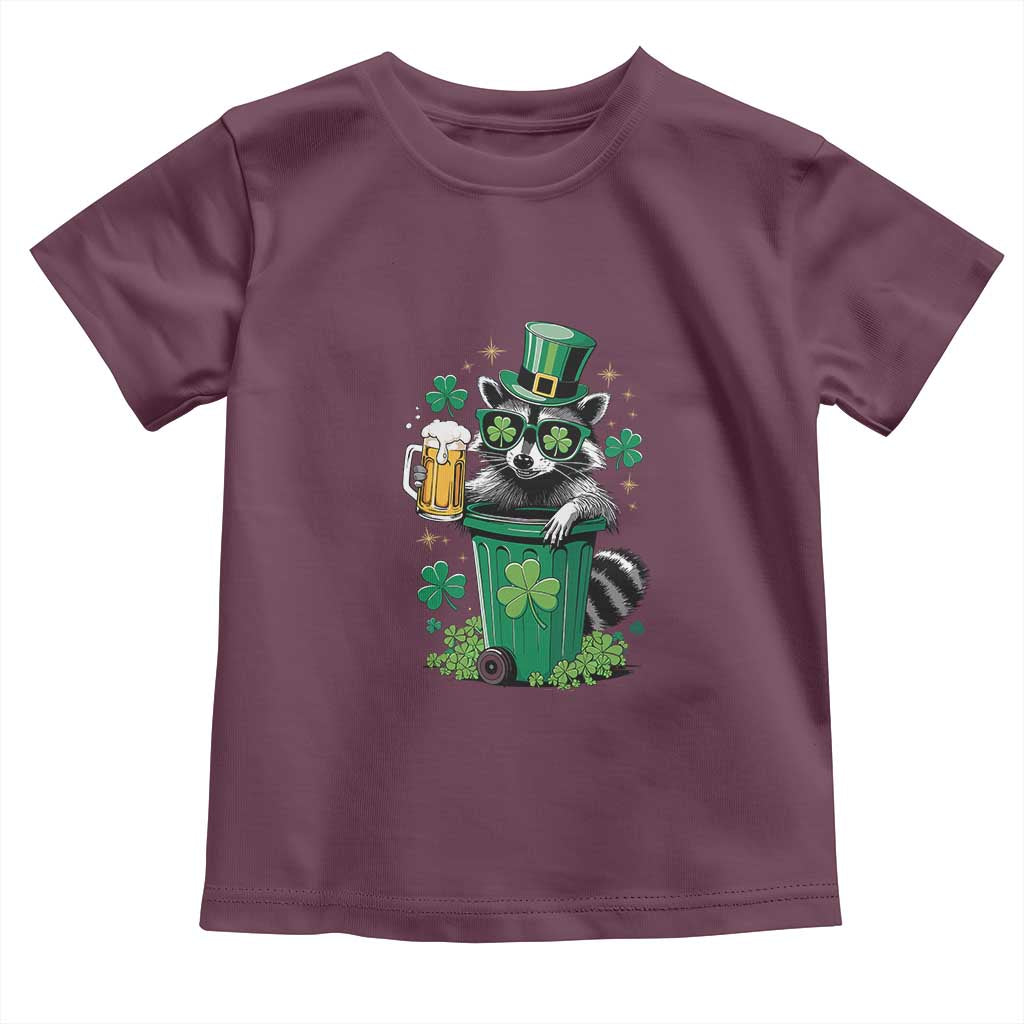 Funny St.Patrick's Day Raccoon Toddler T Shirt Patrick Drinking Irish