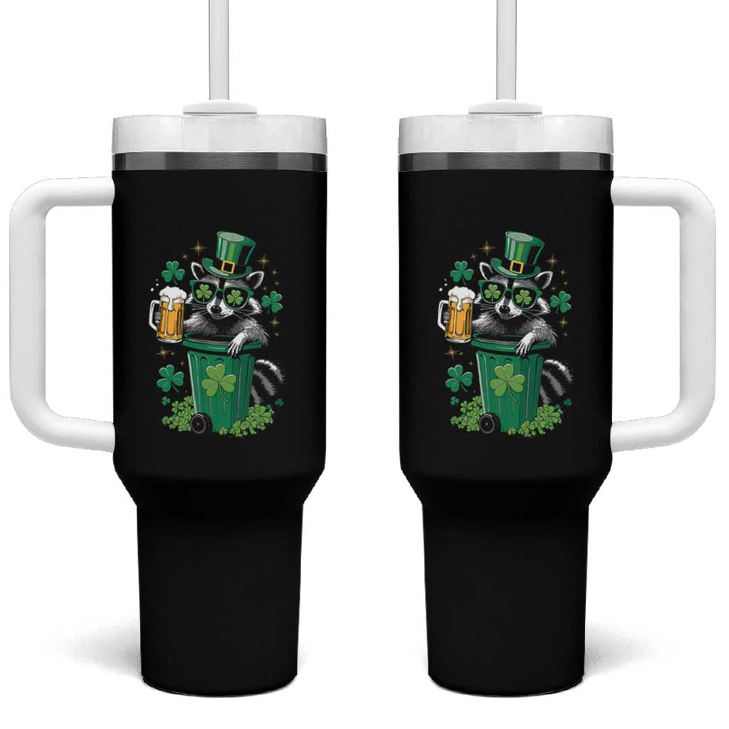 Funny St.Patrick's Day Raccoon Tumbler With Handle Patrick Drinking Irish