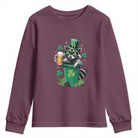 Funny St.Patrick's Day Raccoon Youth Sweatshirt Patrick Drinking Irish