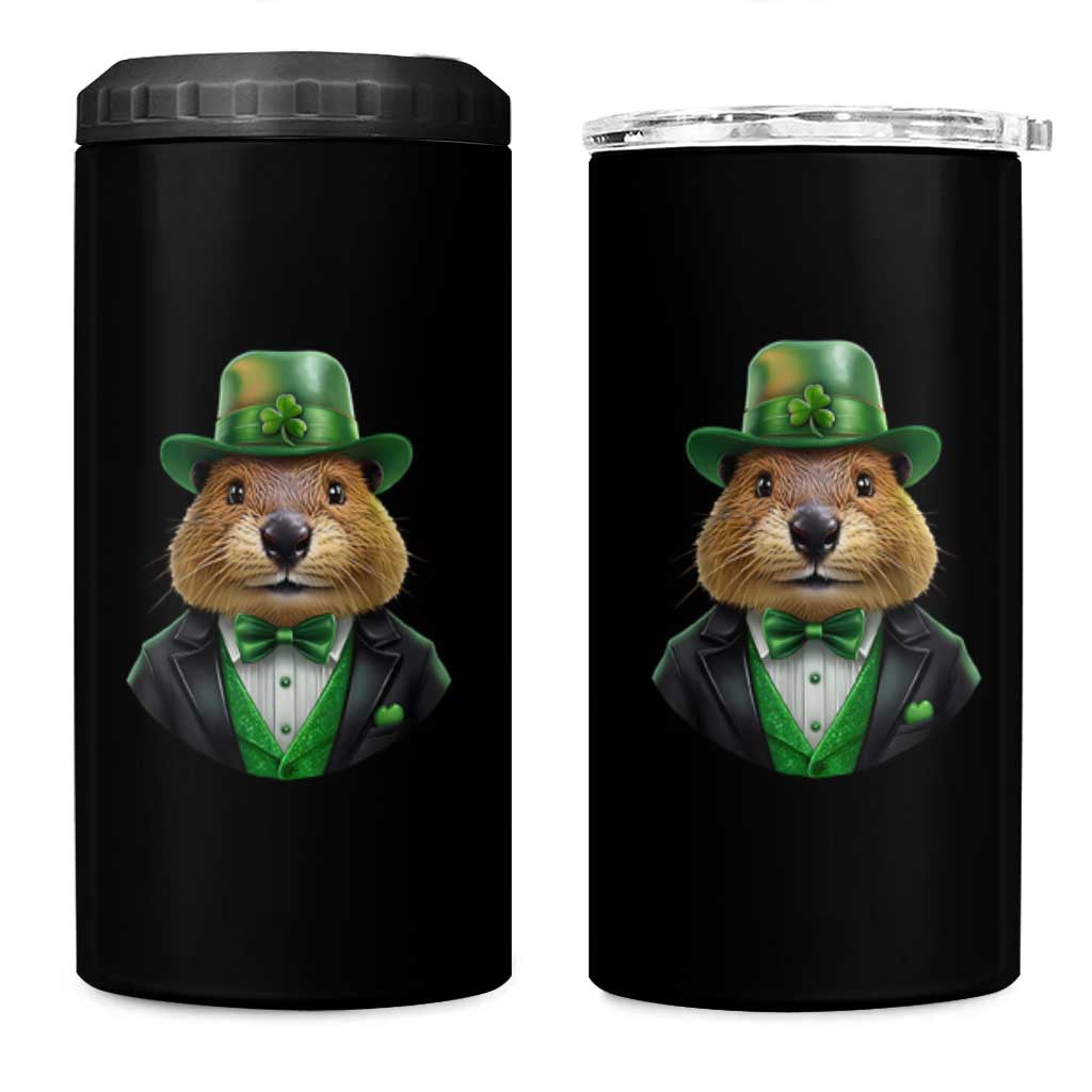 Funny Groundhog Leprechaun 4 in 1 Can Cooler Tumbler Woodchuck Happy St Patrick's Day