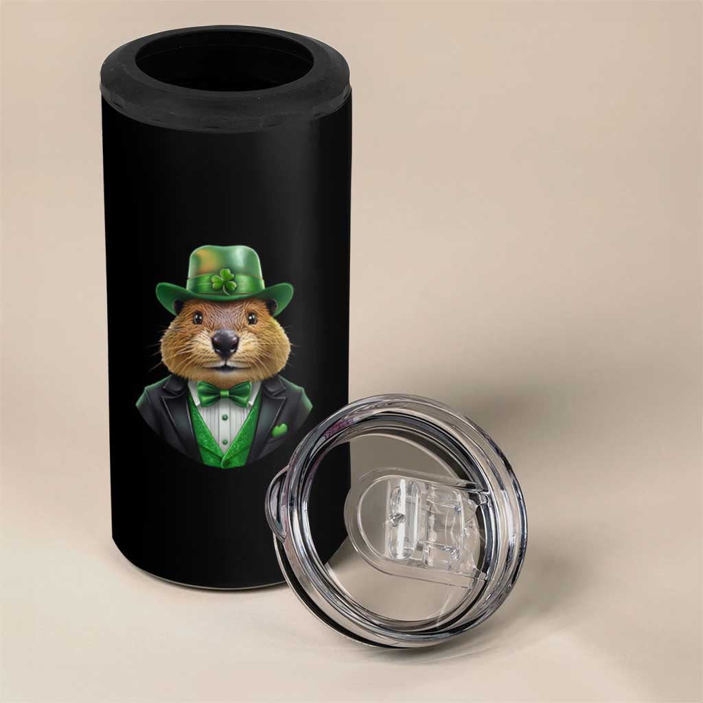 Funny Groundhog Leprechaun 4 in 1 Can Cooler Tumbler Woodchuck Happy St Patrick's Day