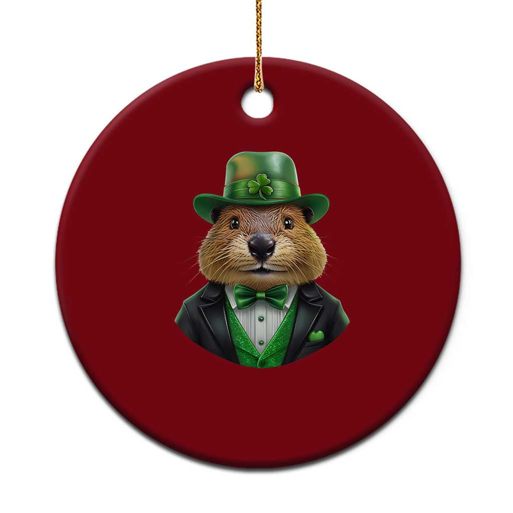 Funny Groundhog Leprechaun Ceramic Ornament Woodchuck Happy St Patrick's Day - Wonder Print Shop