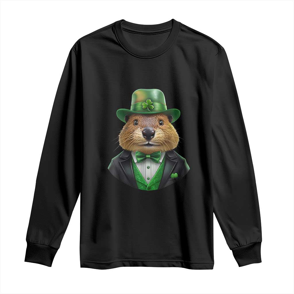 Funny Groundhog Leprechaun Long Sleeve Shirt Woodchuck Happy St Patrick's Day
