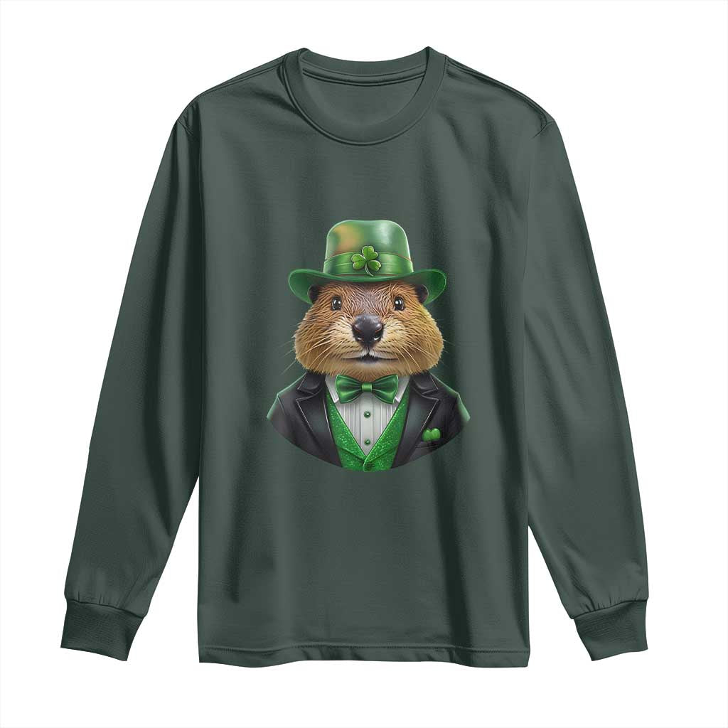 Funny Groundhog Leprechaun Long Sleeve Shirt Woodchuck Happy St Patrick's Day