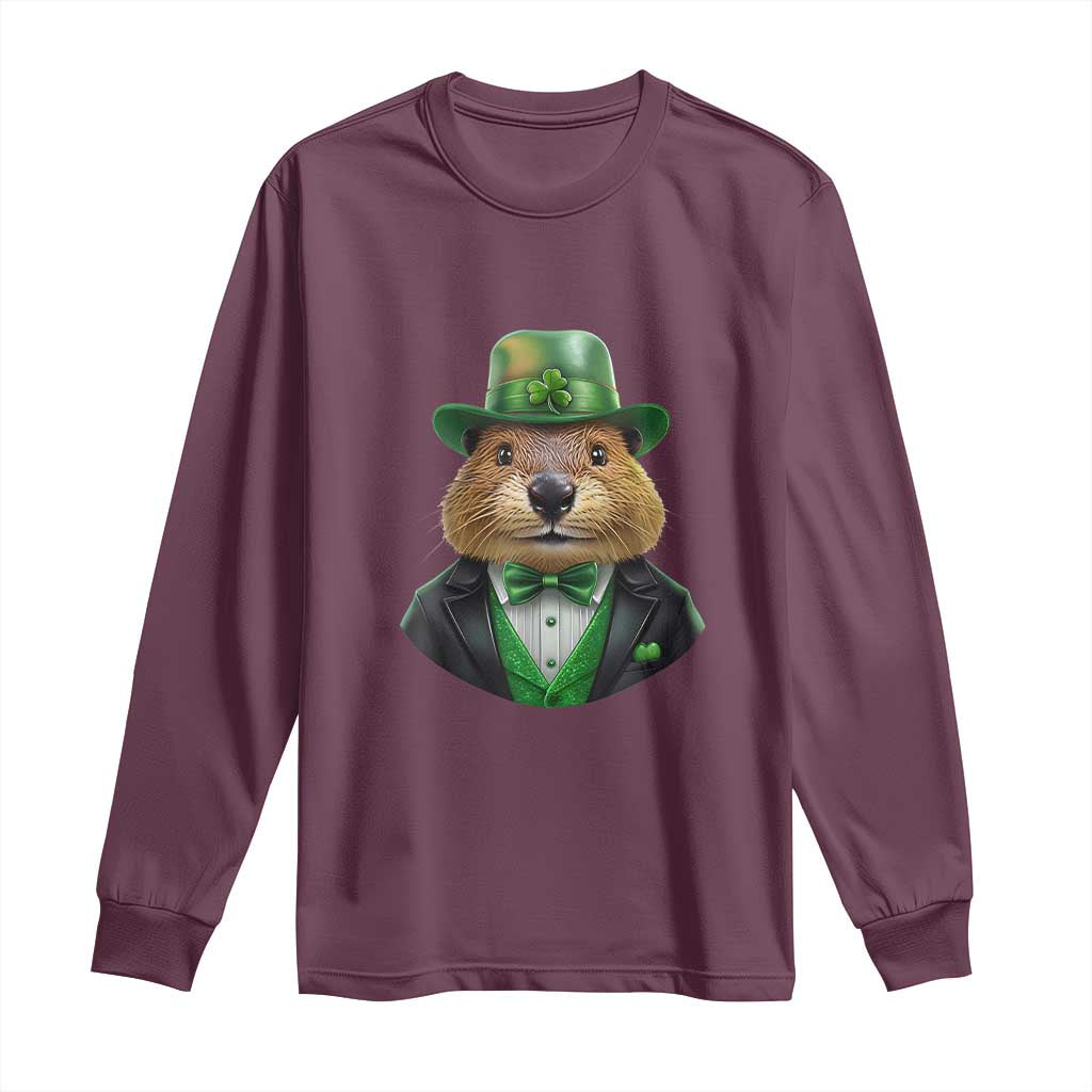 Funny Groundhog Leprechaun Long Sleeve Shirt Woodchuck Happy St Patrick's Day