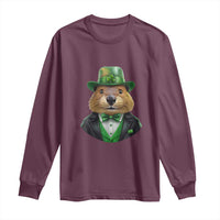 Funny Groundhog Leprechaun Long Sleeve Shirt Woodchuck Happy St Patrick's Day