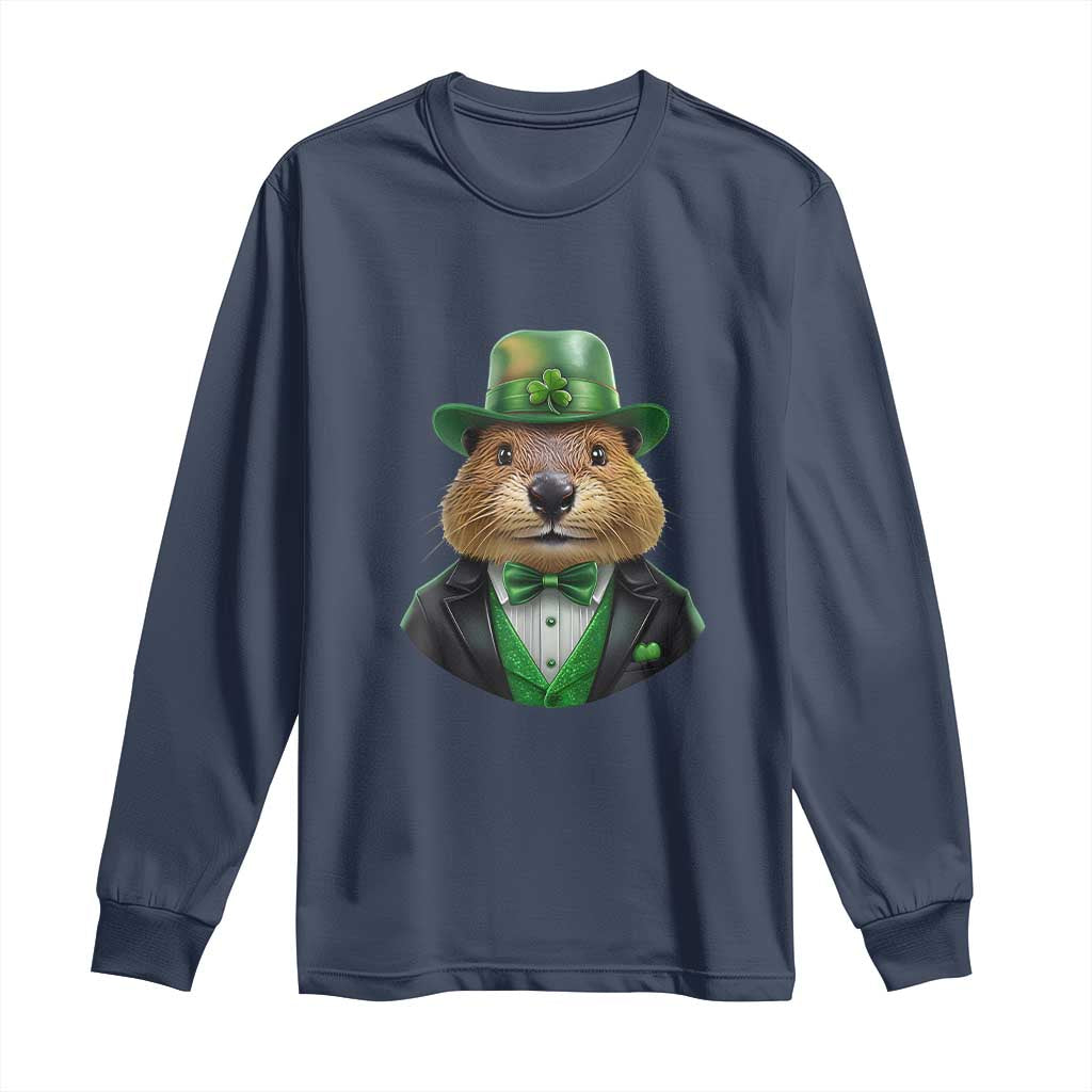 Funny Groundhog Leprechaun Long Sleeve Shirt Woodchuck Happy St Patrick's Day