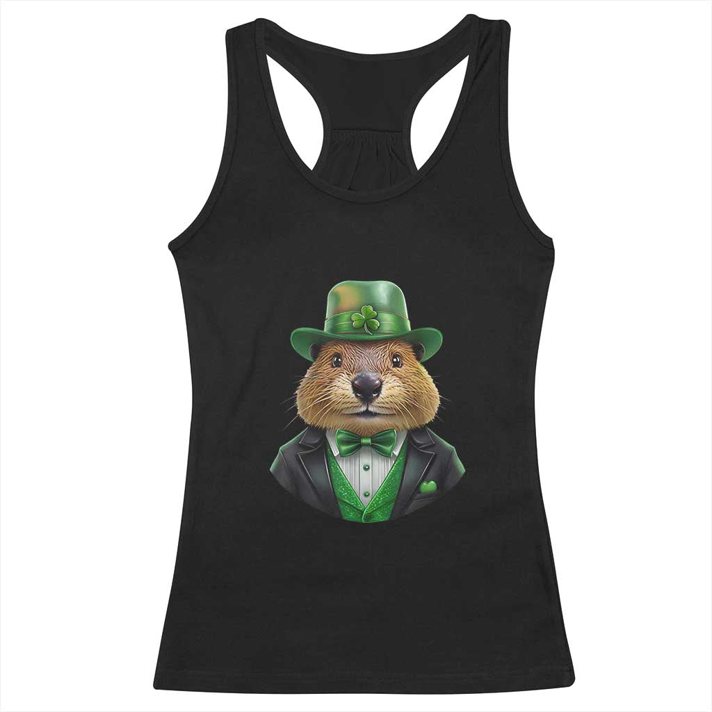 Funny Groundhog Leprechaun Racerback Tank Top Woodchuck Happy St Patrick's Day