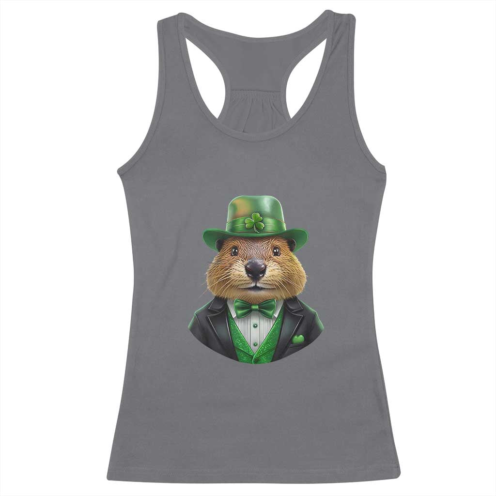 Funny Groundhog Leprechaun Racerback Tank Top Woodchuck Happy St Patrick's Day