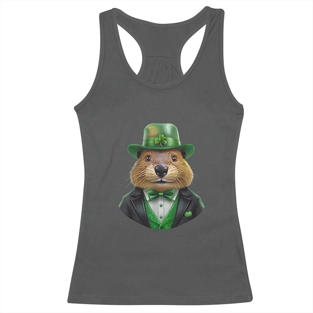 Funny Groundhog Leprechaun Racerback Tank Top Woodchuck Happy St Patrick's Day