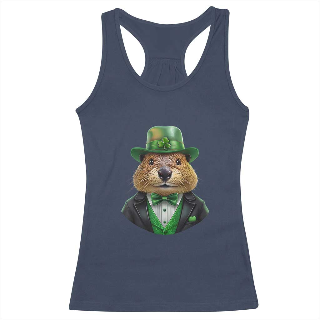 Funny Groundhog Leprechaun Racerback Tank Top Woodchuck Happy St Patrick's Day
